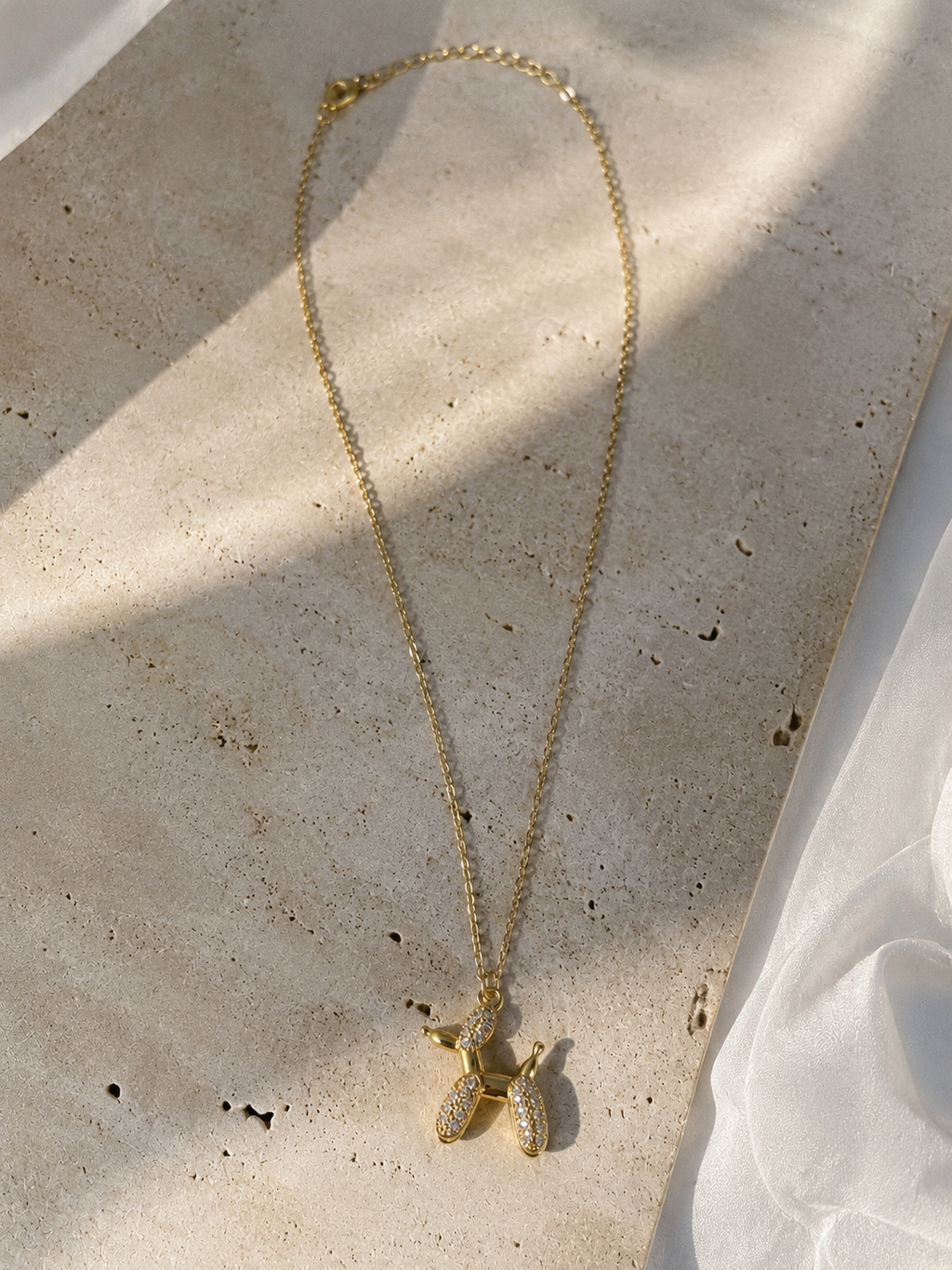 Minimalist Dog Pendant Necklace in Brass with Gold plating