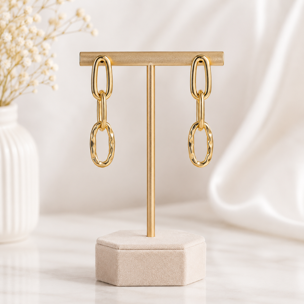 Elegant Gold Plated Geometric Drop Earrings