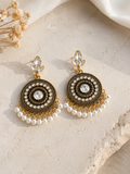 Stainless Steel White Crystal Statement Earrings
