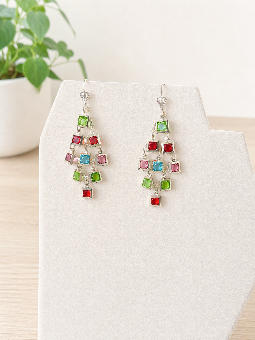 Gold Plated Multicolor Chandelier Earrings