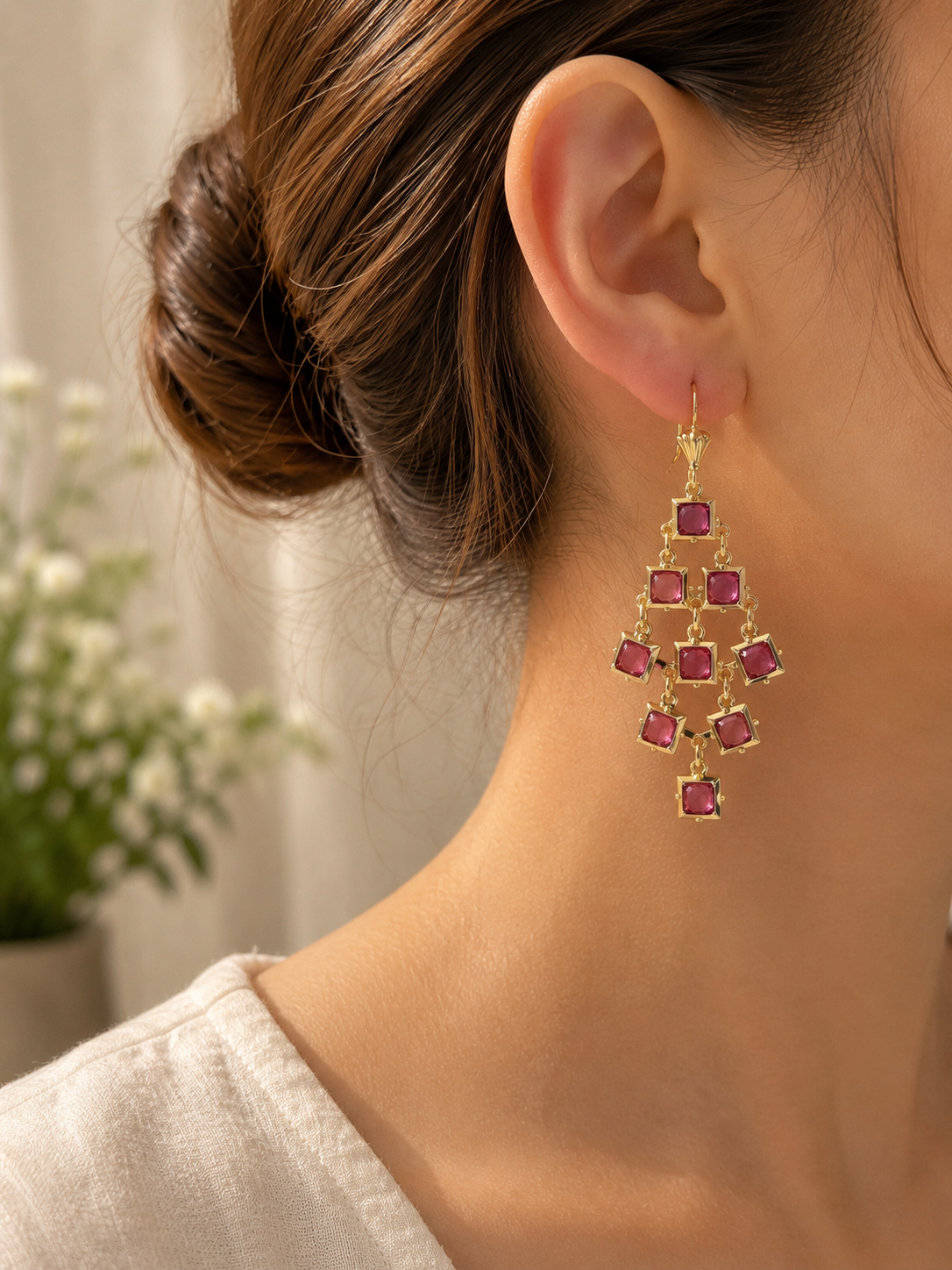 Light Purple Crystal Chandelier Earrings