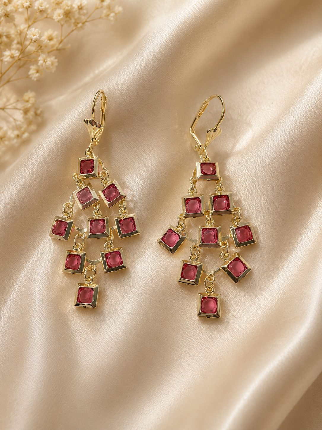 Light Purple Crystal Chandelier Earrings