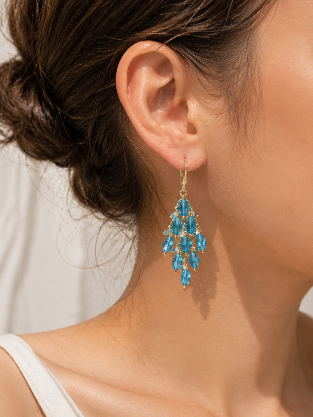 Blue Crystal Gold Plated Earring
