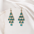 Blue Crystal Gold Plated Chandelier Earrings