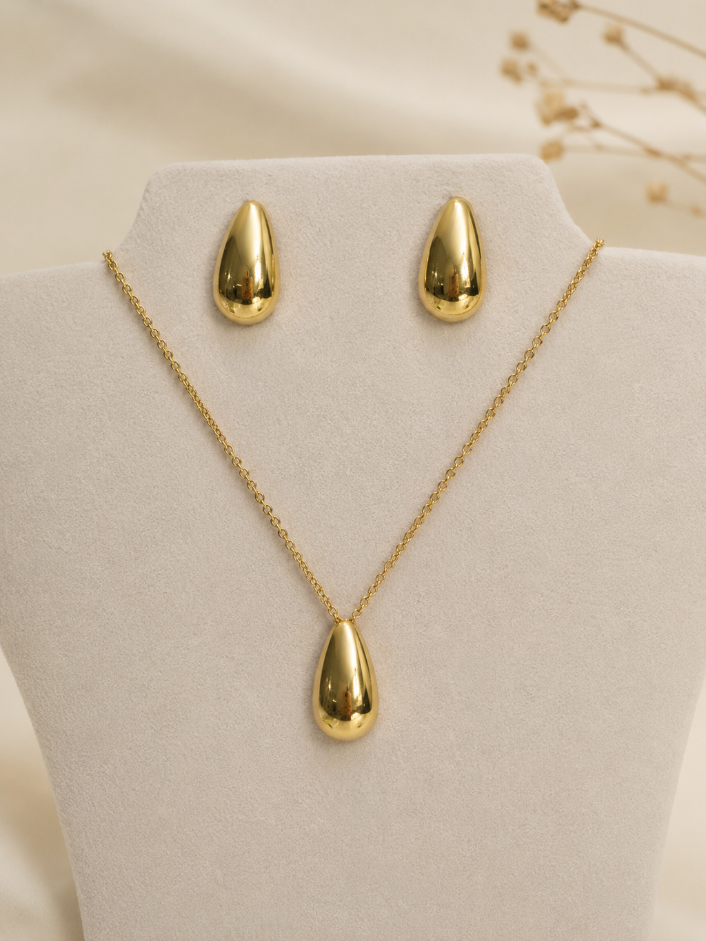 Stainless Steel Teardrop Jewelry Set