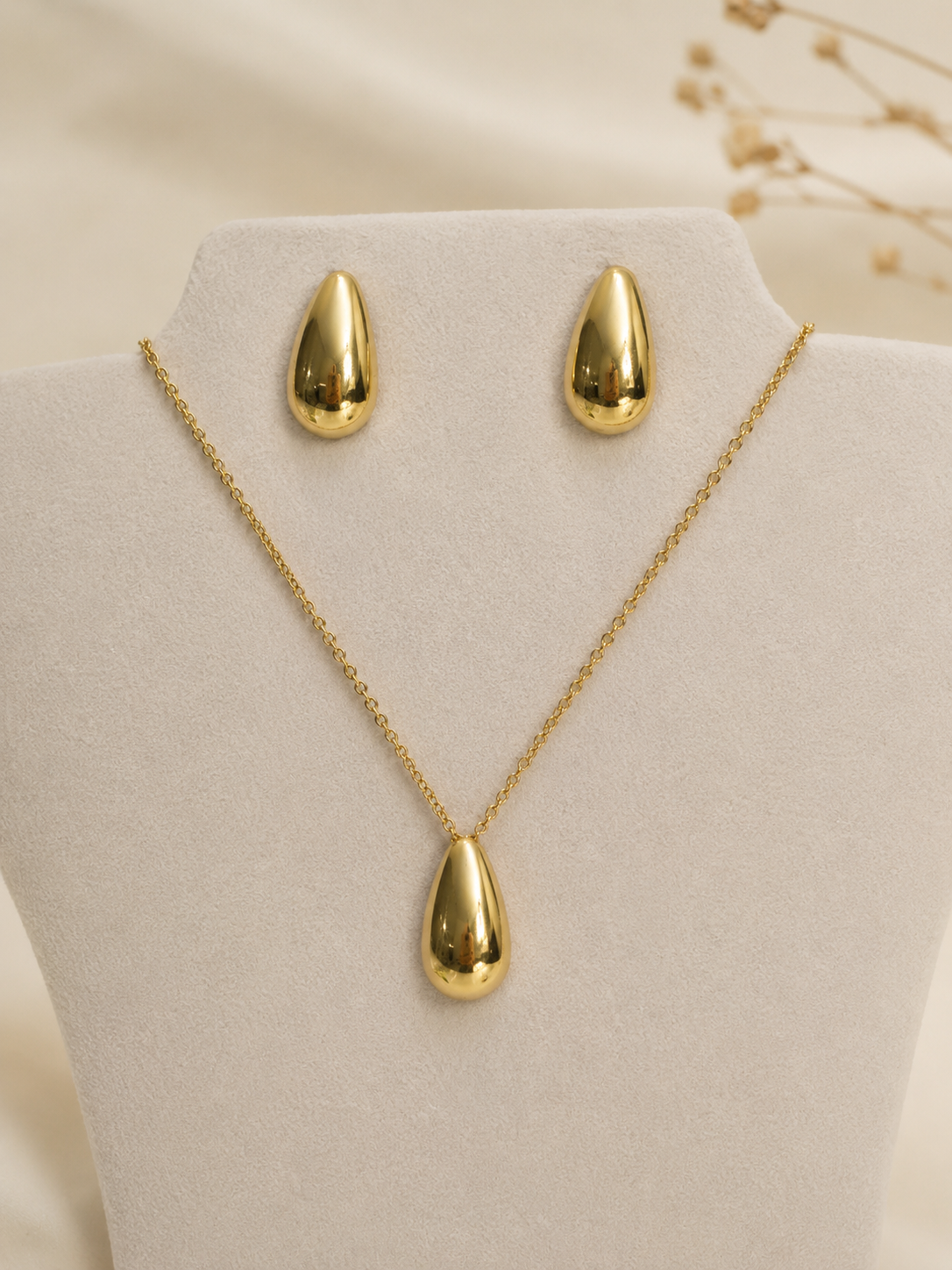 Stainless Steel Teardrop Jewelry Set