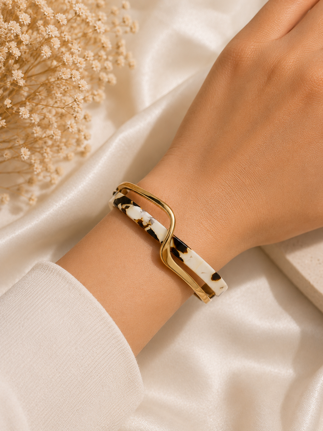 Gold -tone Acrylic Cuff Bracelet