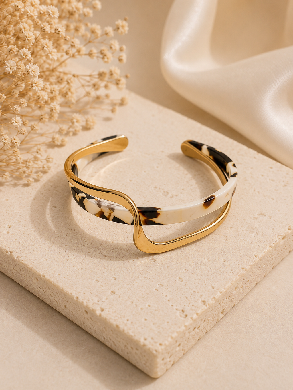 Gold -tone Acrylic Cuff Bracelet