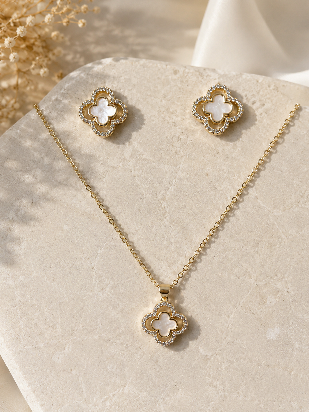 Stainless Steel Clover Jewelry Set