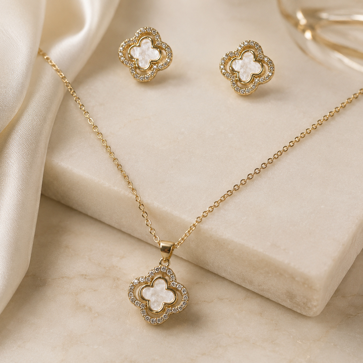 Stainless Steel Clover Jewelry Set