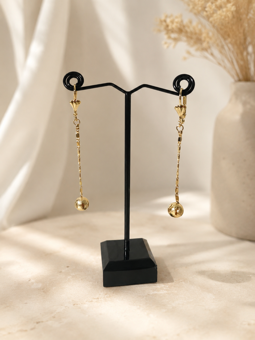 Gold Plated Ball  Drop Earrings