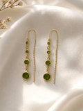 Gold Plated  Green color Stones Threader earrings