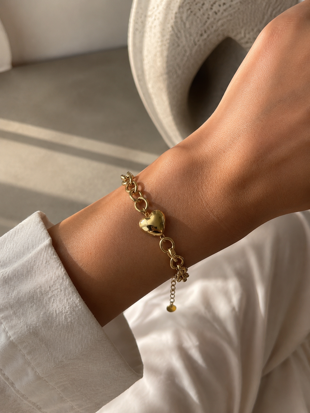 Golden tone Stainless Steel heart Bracelet