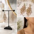Blush Crystal Gold-Plated Chandelier Earrings
