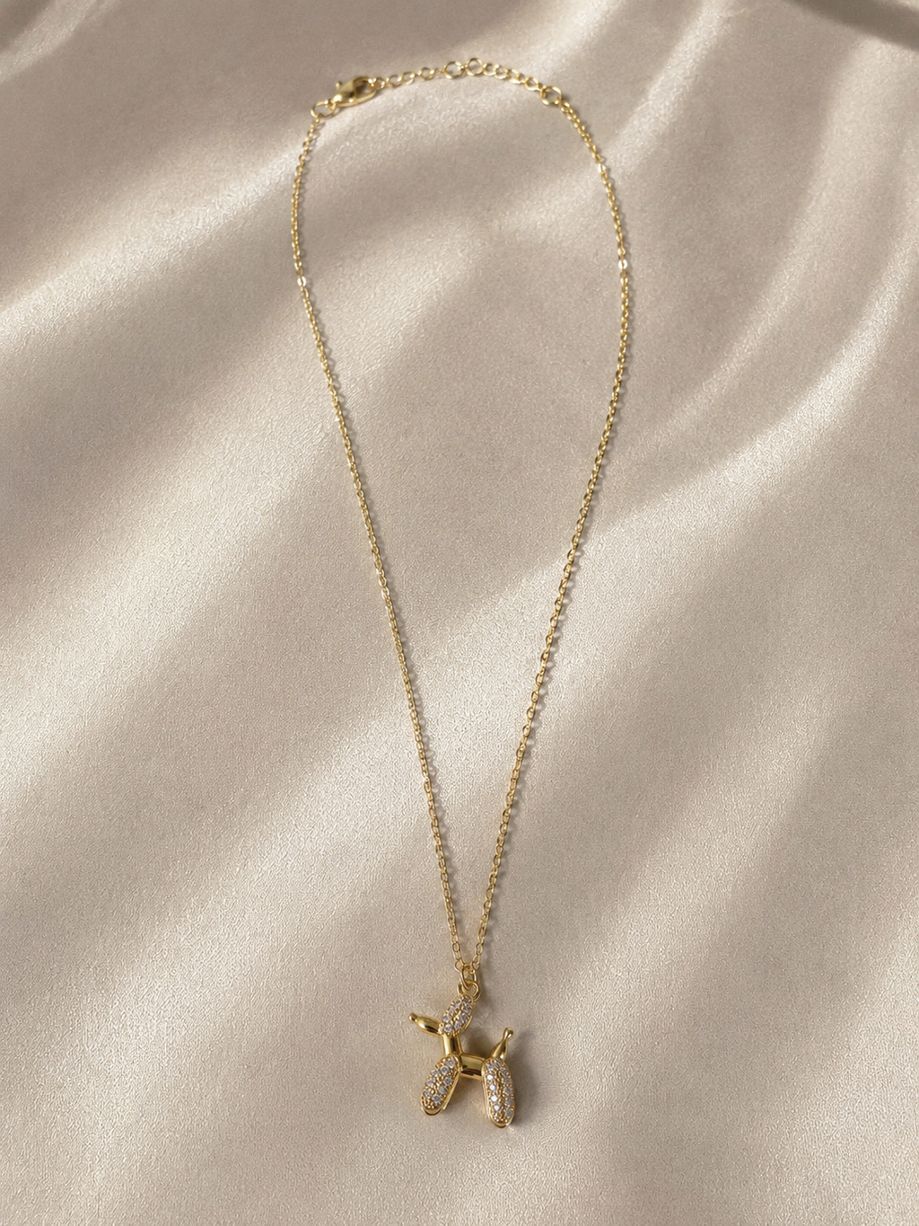 Minimalist Dog Pendant Necklace in Brass with Gold plating