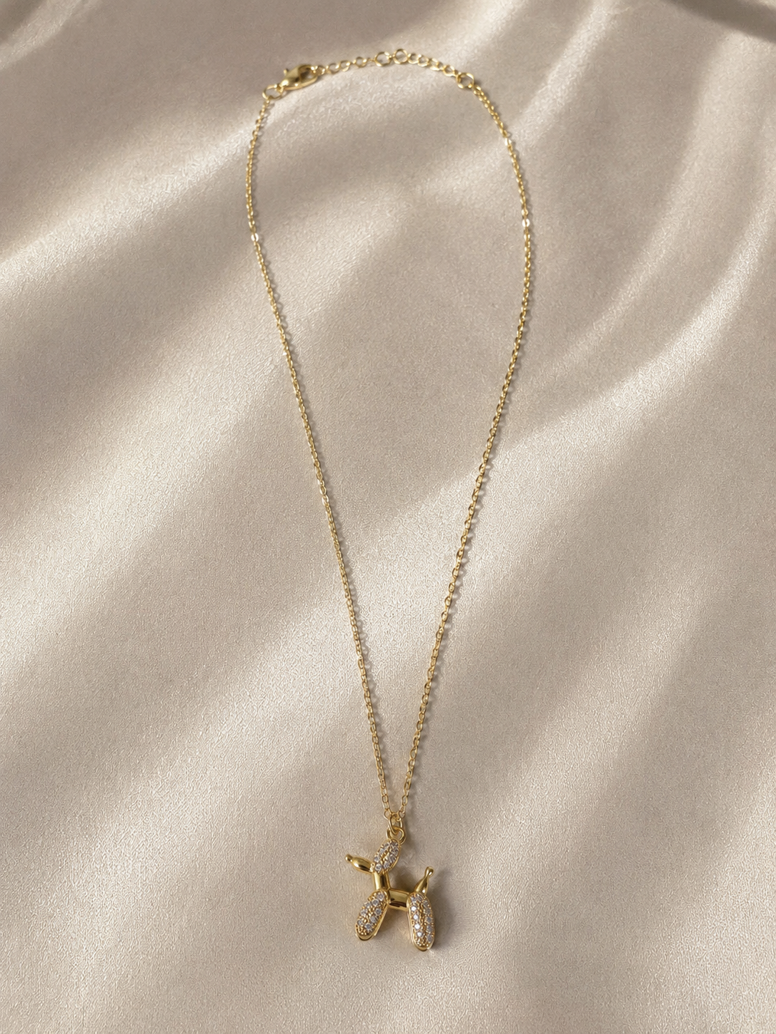 Minimalist Dog Pendant Necklace in Brass with Gold plating