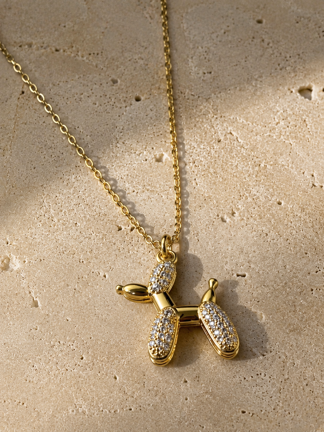 Minimalist Dog Pendant Necklace in Brass with Gold plating