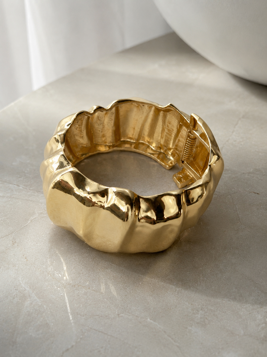 Wavy Stainless Steel Statement Bangle