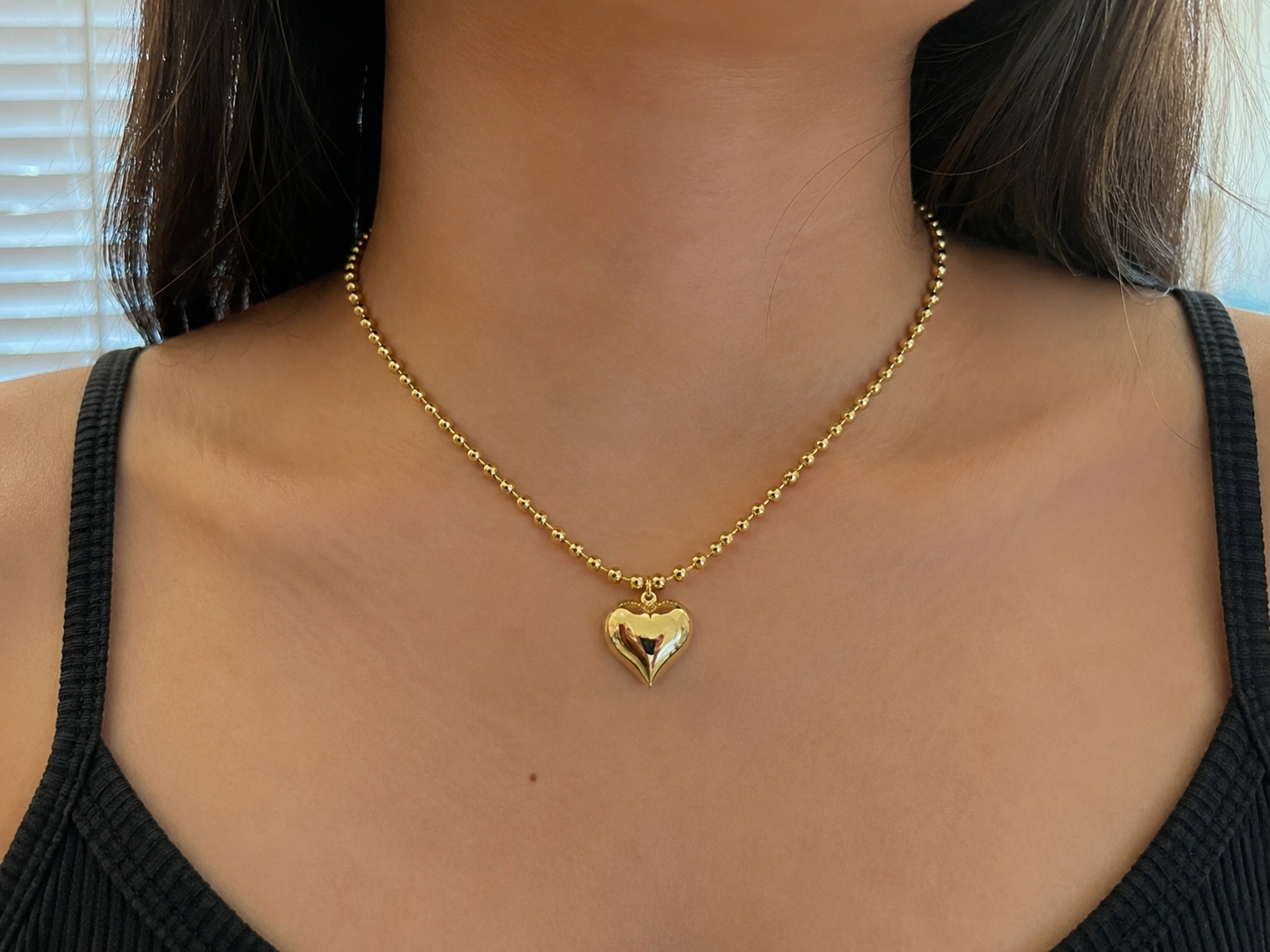 Heart shape Copper Pendant Necklace with Gold plating