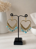 Gold-Plated Heart Turquoise Drop Earrings