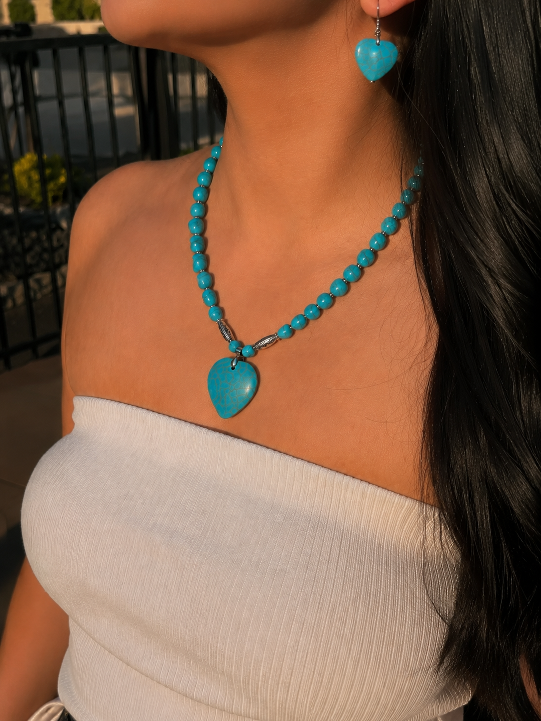 Turquoise Heart Jewelry Set
